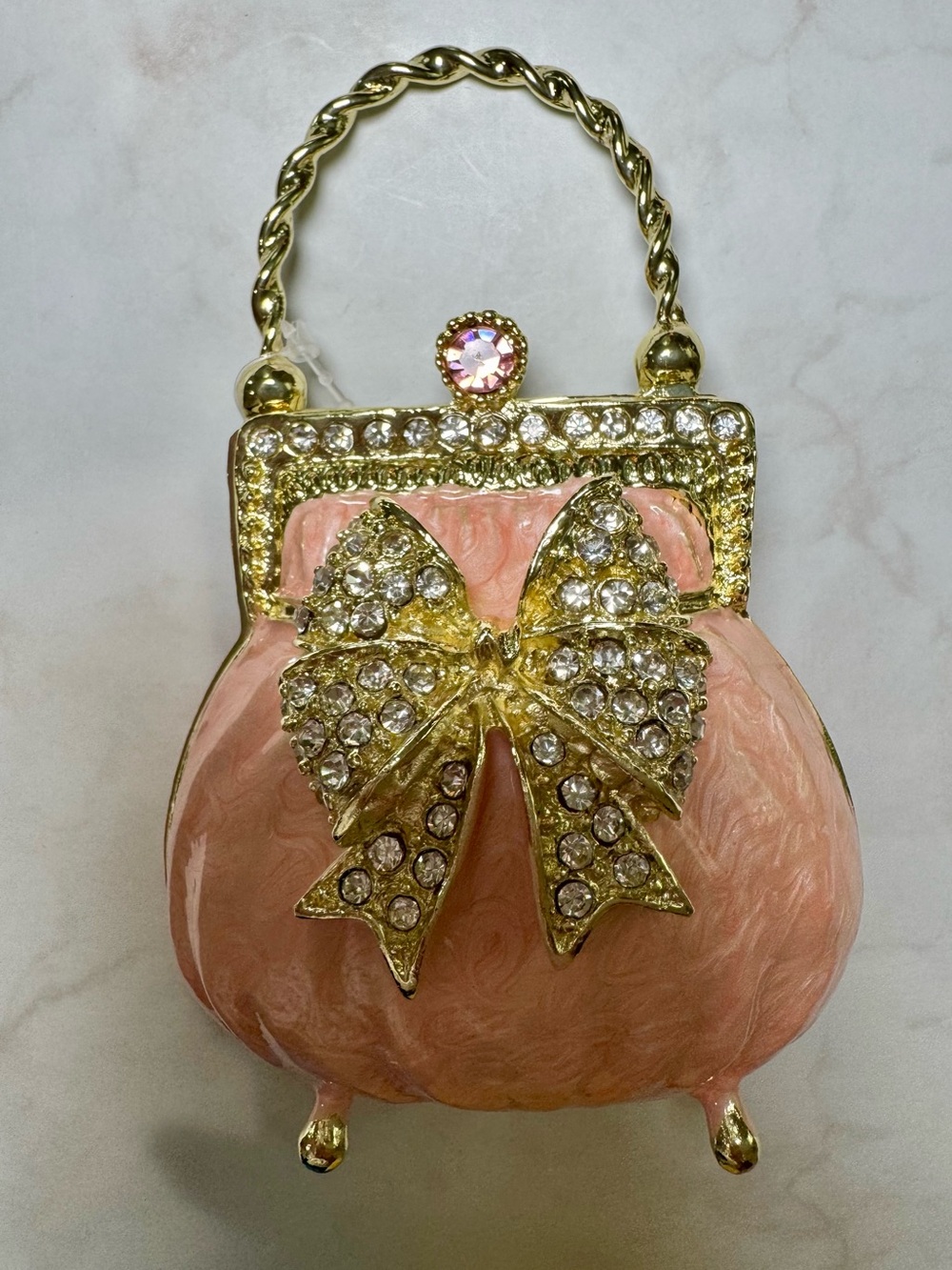 Pink Purse Jeweled Bow Trinket
